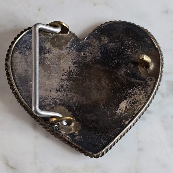Vintage Estate Sterling Silver Southwestern Heart Belt Buckle 58.0g E7151